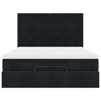 Ottoman bed met matrassen en LED's 140x190cm fluweel zwart - thumbnail