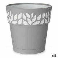 Zelfwaterende bloempot Stefanplast Wit Grijs Plastic 15 x 15 x 15 cm (12 Stuks) - thumbnail