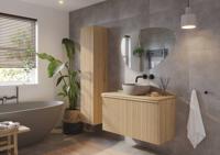 Ben Linea badmeubel incl. grijs betonnennen waskom 100x45x71cm eiken naturel - thumbnail