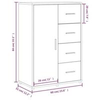 Dressoir 60x31x84 cm bewerkt hout wit - thumbnail