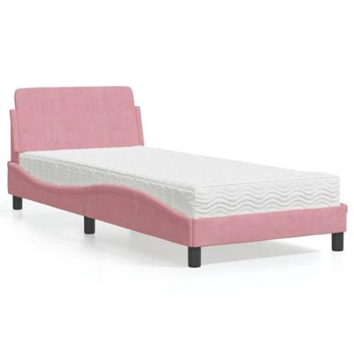 Bed met matras fluweel roze 80x200 cm