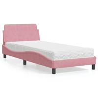Bed met matras fluweel roze 80x200 cm - thumbnail