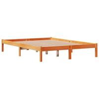 Bedframe met hoofdbord massief grenenhout wasbruin 160x200 cm - thumbnail