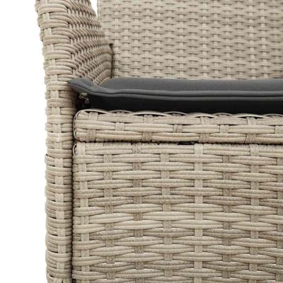 3-delige Tuinset met kussens poly rattan en glas grijs - thumbnail