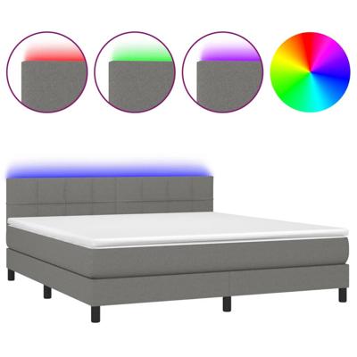Boxspring met matras en LED stof donkergrijs 160x200 cm