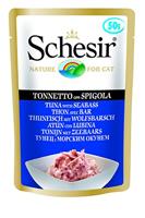 SCHESIR in jelly Tuna with seabass - nat kattenvoer - 50 g - thumbnail