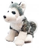 Wild Republic knuffel husky junior 30 cm pluche wit/grijs - thumbnail