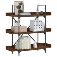 Boekenkast 3-laags 100x33x108,5 cm bewerkt hout bruineikenkleur - thumbnail
