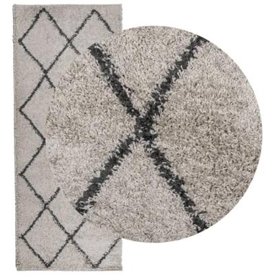 Vloerkleed PAMPLONA shaggy hoogpolig 80x200 cm beige antraciet - thumbnail