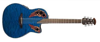 Ovation CE44P-8TQ Celebrity Elite Exotic Blue Transparent Quilt elektrisch-akoestische westerngitaar