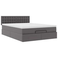 Ottoman bed met matras 140x190cm kunstleer grijs - thumbnail