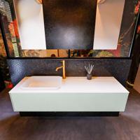 Badkamermeubelset Mondiaz Erin 150 cm met 1 Lade met RIDGE Wastafel Links Talc met 1 kraangat Greeploos Mat Greey - thumbnail