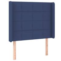 Hoofdbord met randen 83x16x118/128 cm stof blauw - thumbnail