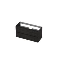 INK - Onderkast 2 Laden Greeploos met Houten Keerlijst - 1000x400x520 Mm - Houtskool Eiken - thumbnail