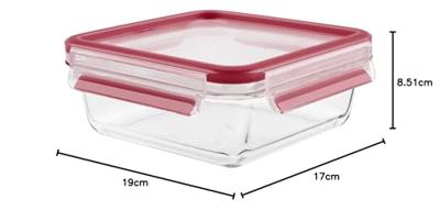 Tefal K30103 MasterSeal Glazen Vershoudbakje 0.9L Rood