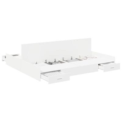 Opbergbedframe met hoofdeinde Wit 180 x 200 cm Bewerkt hout