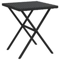 Ligbedden 2 st met tafel poly rattan zwart - thumbnail