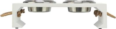 Trixie be nordic set voerbak / waterbak hout / rvs wit