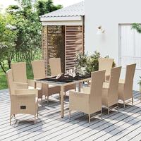 9-delige Tuinset met kussens poly rattan beige - thumbnail