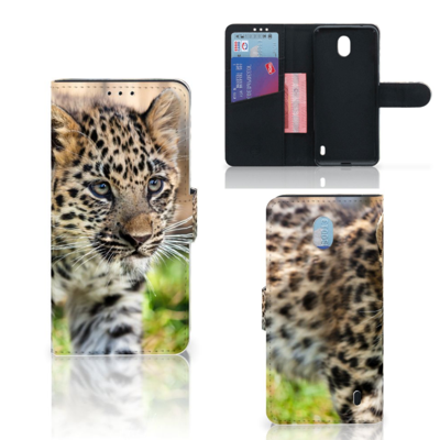 Nokia 1 Plus | Telefoonhoesje | Met pasjeshouder | Baby Luipaard