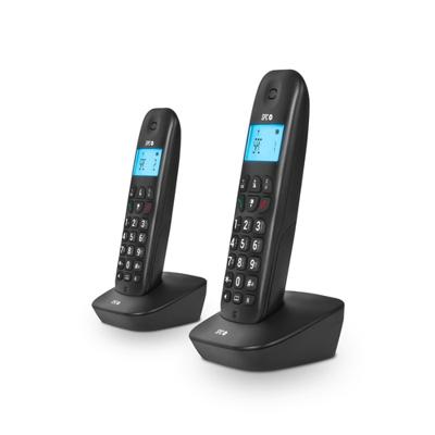 SPC Air Pro Duo - Duo draadloze telefoon met verlicht display, nummerweergave, handenvrij, mute-modus, 20 contacten, compatibiliteit met gsm, Eco-modus - Zwart