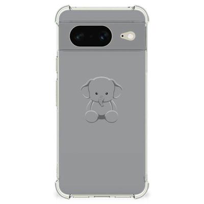Google Pixel 8 Stevig | Bumper Hoesje | Grijs Baby Olifant