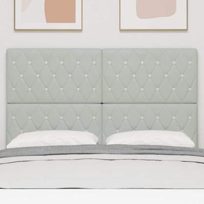 LED Hoofdbord met LED -striplichten Lichtgrijs 80 cm Fluweel