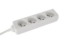 Perel Stekkerdoos, 4 stopcontacten met penaarde (type E), kabel 5 m, 3G1.5, gebruik binnenshuis, wit - thumbnail