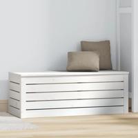 Opbergbox wit 89x36,5x33 cm massief grenenhout - thumbnail