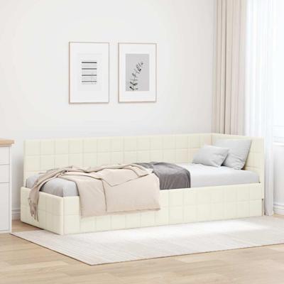 Hoekbedframe met hoofdeinde Crème 80 cm x 200 cm Stof