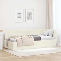 Hoekbedframe met hoofdeinde Crème 80 cm x 200 cm Stof - thumbnail