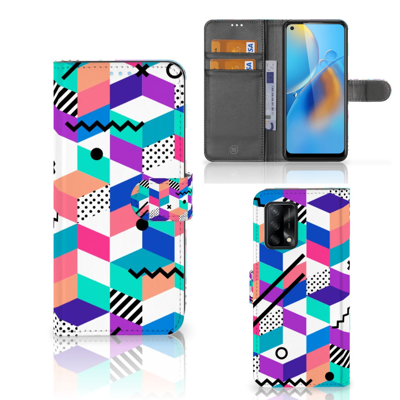 OPPO A74 4G | Book Case | Blokken Kleurrijk