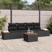 Tuinbankenset met kussen 5 pcs Zwart Poly riet - thumbnail