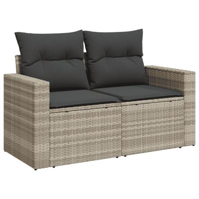 4-delige Loungeset met kussens poly rattan lichtgrijs - thumbnail