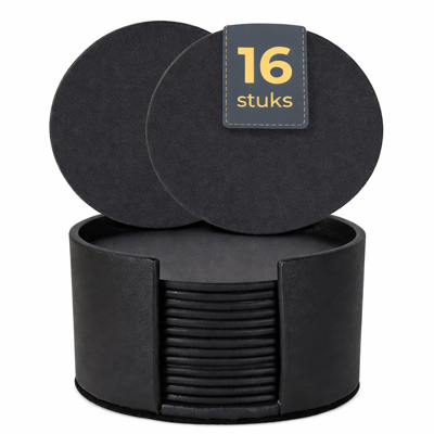 16 XEMM Onderzetters met Houder - Zwart