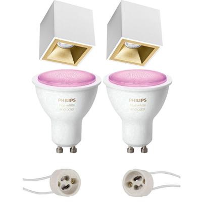 Philips Hue Opbouwspot Set GU10 - Mat Wit/Goud - Verdiept - Bluetooth