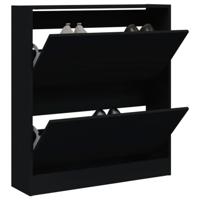 VidaXL Schoenenkast 80x21x87,5 cm bewerkt hout zwart - thumbnail
