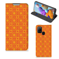 Samsung Galaxy A21s Hoesje met Magneet Batik Oranje - thumbnail