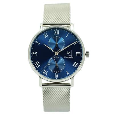 Montreville MON-1 Horloge Reykjavik staal zilverkleurig-blauw 40 mm