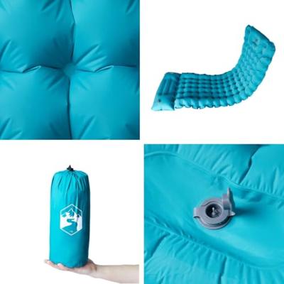VidaXL Kampeermatras met kussen zelfopblazend 1-persoons blauw - thumbnail