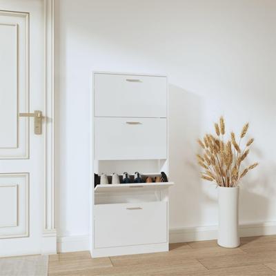 VidaXL Schoenenkast 59x17x150 cm bewerkt hout hoogglans wit VidaXL Schoenenkast 59x17x150 cm bewerkt hout hoogglans wit