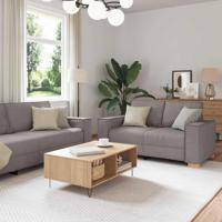 Bankstel met kussen 3 pcs Taupe 220 x 78 x 84 cm Stof - thumbnail
