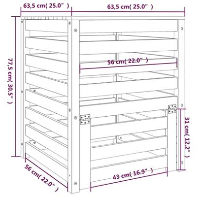 VidaXL Compostbak 63,5x63,5x77,5 cm massief grenenhout zwart