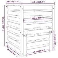 VidaXL Compostbak 63,5x63,5x77,5 cm massief grenenhout zwart - thumbnail