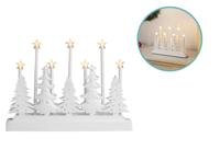 Kerstdecoratie witte bomen met sterren vintage wit met 7 LED's - thumbnail