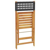 Bistrostoelen 2 st massief acaciahout en poly rattan zwart - thumbnail
