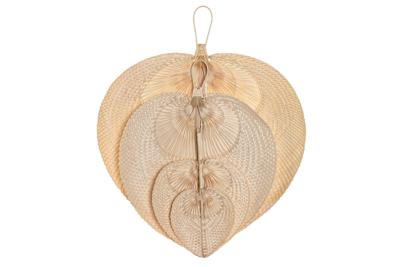 Wanddecoratie Home ESPRIT Lichtbruin Natuurlijk Waaier Tropisch (4 Onderdelen)