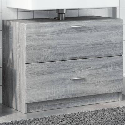 Wastafelkast 78x37x59 cm bewerkt hout grijs sonoma eikenkleurig Wastafelkast 78x37x59 cm bewerkt hout grijs sonoma eikenkleurig