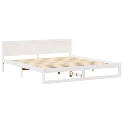 Bedframe met hoofdeinde Wit 200 x 200 cm Massief grenenhout