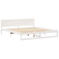 Bedframe met hoofdeinde Wit 200 x 200 cm Massief grenenhout - thumbnail